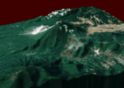 Animated 3D view of the Siete Orejas y Santa María volcanoes (click to see animación).