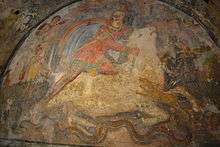 Fresco of a tauroctony depicting Mithra slaying a white bull