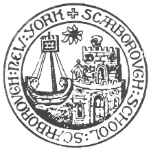 A school seal depicting a castle and ship