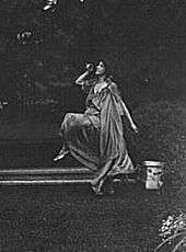 Juliet Barrett Rublee as Tacita the dryad, in a rehearsal for Sanctuary, A Bird Masque, by Percy MacKaye.