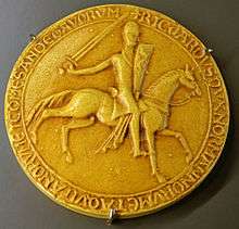 Photograph of the 1195 seal of Richard I of England. Exhibited in the History Museum of Vendee