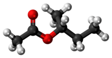 Ball-and-stick model of the sec-butyl acetate molecule