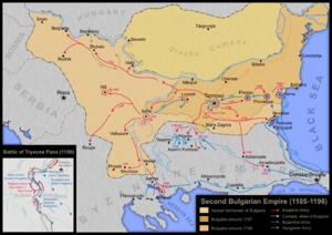A map of the Bulgarian Empire in the late 12th century