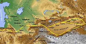 Map from Turkmenistan to Tien-Shan