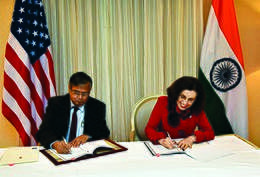 Sekhar Basu signs the LIGO cooperation MoU with Director, NSF, USA