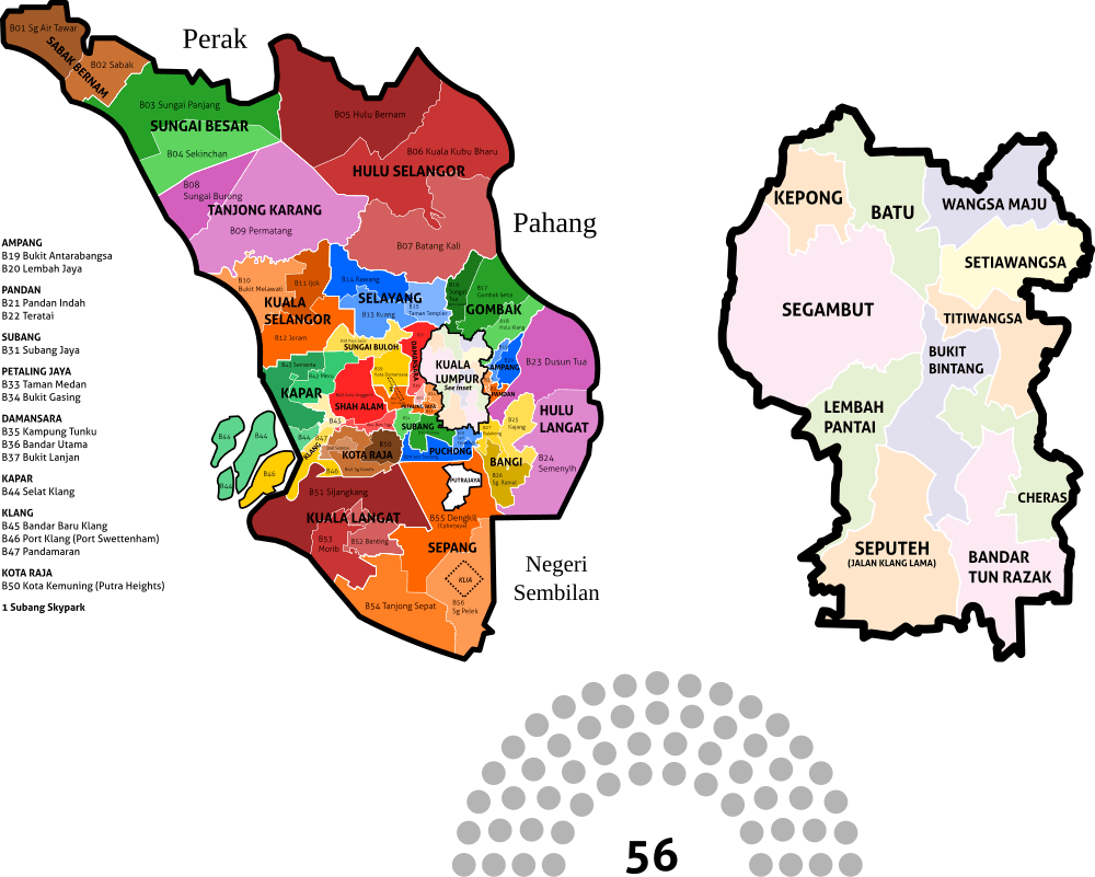 Map of the constituencies in Selangor