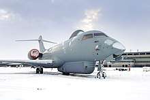 A Raytheon Sentinel R1 of No.5 (AC) Squadron at RAF Waddington after a heavy snowfall during November 2010.