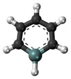 Ball-and-stick model of the Silabenzene molecule