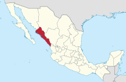 Map of Mexico with Sinaloa highlighted
