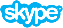 Skype's logo, featuring the word 'skype' in blue and white