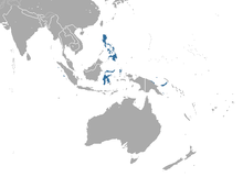 The Philippines, Sulawesi, New Britain near New Guinea, and the northeast New Guinea coast