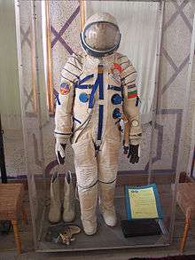Space suit of Aleksandar Aleksandrov in a museum