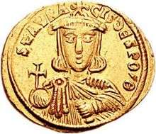 An image of a golden coin bearing the image of Staurakios