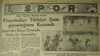 Turkish newspaper Son Posta announcing the Turkish championship title of Fenerbahçe on 9 September 1935