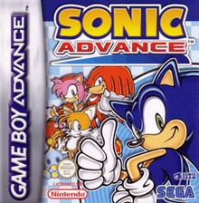 Cover art, depicting Sonic, Tails, Amy, Knuckles, and Chao. The game's logo is seen above all characters, and the Sega and Nintendo logos are seen in the right and left hand corners, respectively.