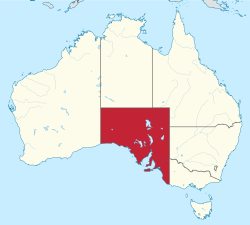 a map showing the boundaries of South Australia within Australia