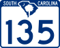 South Carolina Highway 135 marker