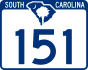 South Carolina Highway 151 marker