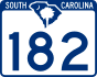 South Carolina Highway 182 marker