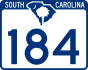 South Carolina Highway 184 marker