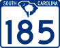 South Carolina Highway 185 marker