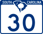 South Carolina Highway 30 marker