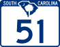 South Carolina Highway 51 marker