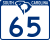 South Carolina Highway 65 marker
