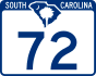 South Carolina Highway 72 marker