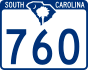 South Carolina Highway 760 marker