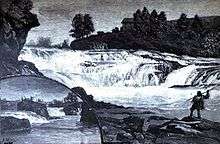  Lithograph depicting the Spokane falls in 1888