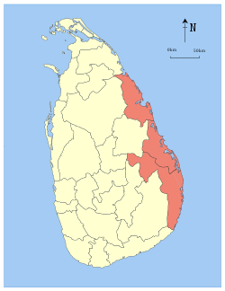 Area map of Eastern Province of Sri Lanka