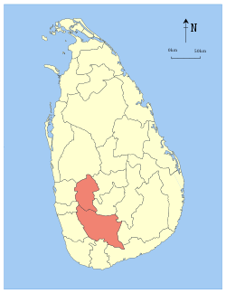 Area map of Sabaragamuwa, Sri Lanka