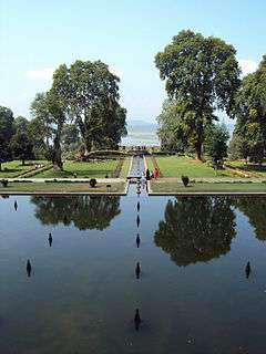 The Shalimar Bagh pavilions in the periphery of Dal Lake