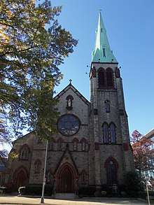 An image of the front of St. Dominic Catholic Church in Washington, D.C.