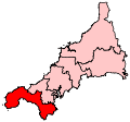 A medium constituency located in the extreme south west of the county.