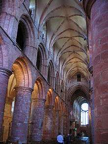 Colour photograph of the interior of St Magnus Cathedral, Kirkwall Orkney