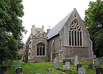 Colour photograph of St Mary's Church, Little Dunmow, Essex in 2009