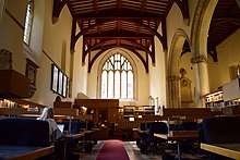 The interior of the church of St Peter-in-the-East, now the College Library of St Edmund Hall, University of Oxford
