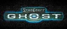 The word "StarCraft" is written in an angular, futuristic font on a mechanical background, with the word "GHOST" written in a bigger typeface below.