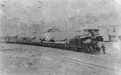 Beaudesert Shire Tramway mixed train at Rathdowney station in 1912