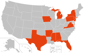 Map of states that impose mandatory driver's license suspensions for drug offenses