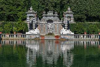 Statues of Arno and Serchio in the fishpond of the Lemon Garden