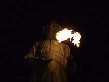 Statue of Jean-Pierre Minckelers at night