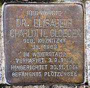 Memorial plaque for Elisabeth Gloeden