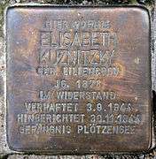 Memorial plaque for Elisabeth Kuznitzky