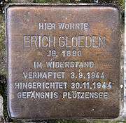 Memorial plaque for Erich Gloeden