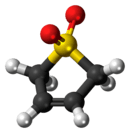 Ball-and-stick model of the sulfolene molecule
