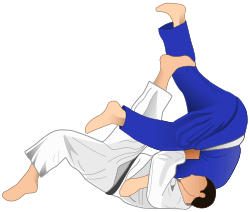 Vector illustration of Sumi-gaeshi Judo sacrifice throw.