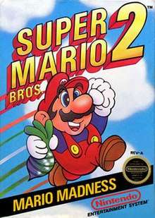 Mario is seen jumping into the air holding a beet, with the game's logo on the top and the tagline "Mario Madness" on the bottom.